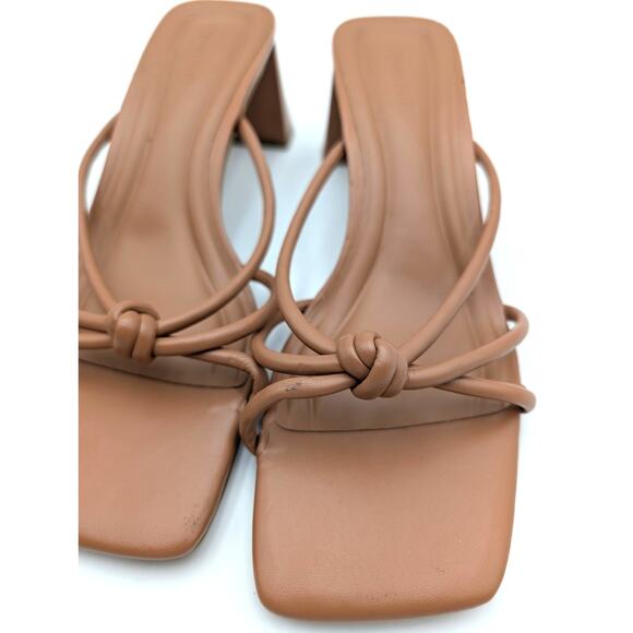 Open Edit Jamie Block Heel Sandals Open Toe Women's Tan Cashew Size US6M EU36.5 - Picture 10 of 10